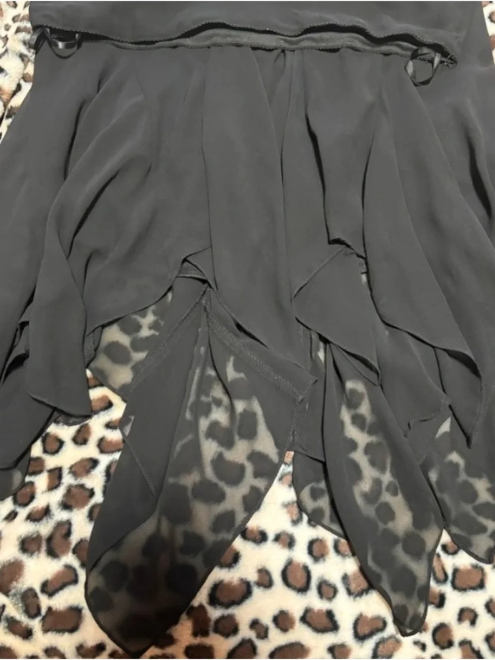 Alex Evenings Black Layered Handkerchief Midi Skirt